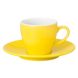【ロゴ/名入れ】コーヒー カップ&ソーサー 黄色[日本製/美濃焼/洋食器/業務用]