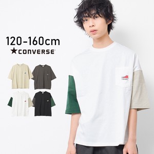 Kids' Short Sleeve T-shirt CONVERSE Big Tee Pocket Tops Boy Cut-and-sew