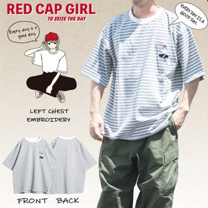 T-shirt Plainstitch Embroidered Border RED CAP GIRL