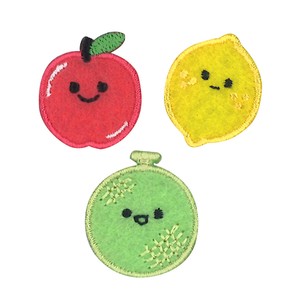 【ワッペン】すまいるふーど フルーツたちC【入園入学】【お子様】【デコ】　りんご　レモン　メロン