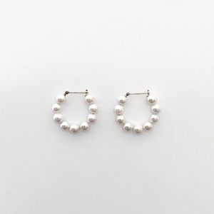Pierced Earrings Gold Post Pearls/Moon Stone
