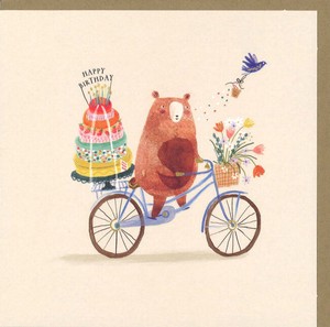 グリーティングカード 誕生日/バースデー「ケーキを運ぶクマ」 メッセージカード 2023新作