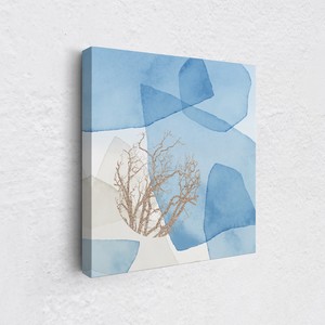 正方形キャンバスパネル 【涼しげブルー抽象画01】北欧　くすみカラー　スクエア　風景抽象画