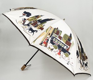 【日本製雨傘】折り畳み傘 ほぐし織 馬車柄