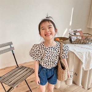 韓国スタイル  パフスリーブ 半袖シャツ　 ベビー　新生児　キッズ　子供服