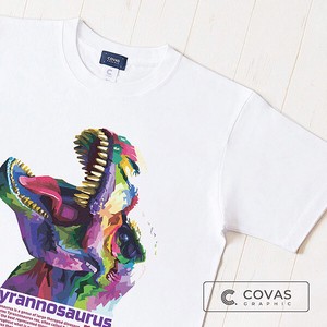 ユニセックス・プリントTシャツ　"ティラノザウルス"　ホワイト　半袖 Tシャツ