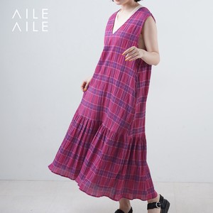 【Special price】Made in india コットンティアードチェック　ワンピース
