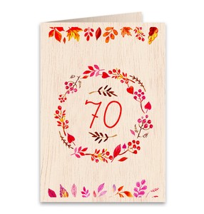 【経年変化商品／本物の証】天然木100％のグリーティングカード☆誕生日☆70周年