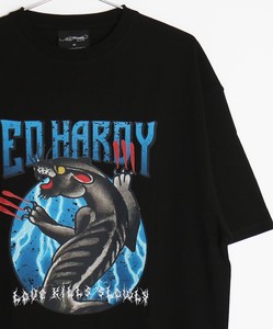 ED HARDY ルーズサイズ バンド風 半袖Tシャツ