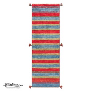 ギャッベ　ペルシャ　イラン　オーガニックウール　絨毯　細長いサイズM (約50×150cm）G623　49×147cm
