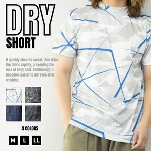 Tシャツ メンズ 半袖 総柄 幾何学柄 プリント ドライメッシュ 吸汗速乾 トップス スポーツウェア 作業着
