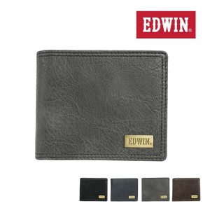 エドウイン EDWIN 財布 サイフ 二つ折財布 財布 メンズ レディース メタルプレート シボ 合皮