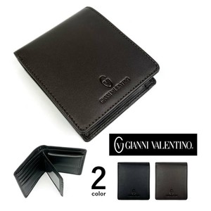 GIANNI VALENTINO ジャンニ・バレンチノ リアルレザー 中ベラ付き 2つ折り 財布　パスケース （61g524）