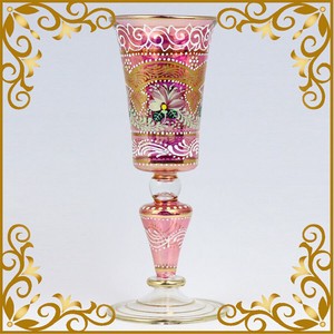 【エジプトガラス】フラワーベース ピンク カップ型