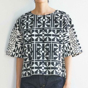 Button Shirt/Blouse Geometric Pattern Cotton