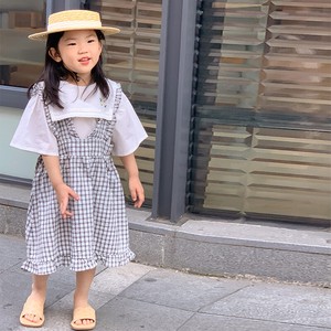 韓国スタイル　格子縞ストラップスカート　 ベビー　新生児　キッズ　子供服