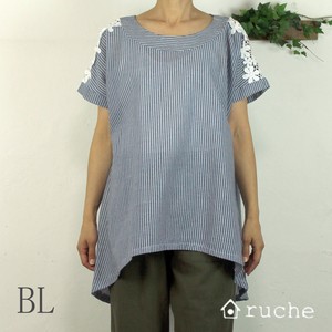Button Shirt/Blouse Flare Stripe Natural 2023 New