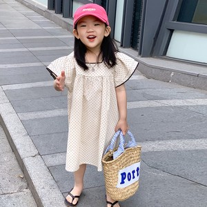 韓国スタイル　水玉スカート 半袖ドレス　 ベビー　新生児　キッズ　子供服