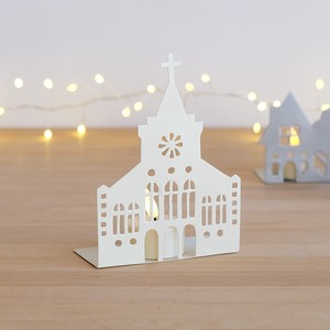 【のこり僅か！】ブリキ素材でできた 教会のシルエットオブジェ／クリスマス