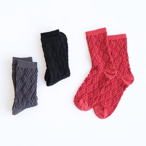 Crew Socks Diamond-Patterned Silk Cotton 3-colors Made in Japan