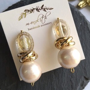 Pierced Earringss Pearl Antique Cotton M
