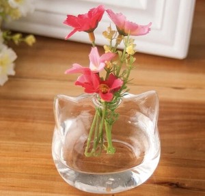 キャットガラス花瓶 ミニ フラワーベース 猫型 クリア植物花 テラリウム容器 一輪挿し 花器 WCM024
