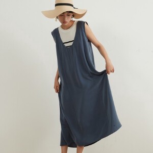 Casual Dress Satin One-piece Dress Jumper Skirt 2-way