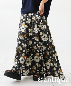 Antiqua Skirt Long Skirt Floral Pattern Long Ladies'