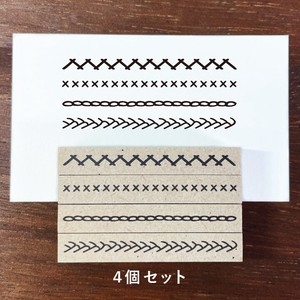 【手帳スタンプ】刺繍風ラインB 4個セット 50mm（b-278）スタンプマルシェ 日本製 はんこ