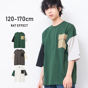 Kids' Short Sleeve T-shirt Big Tee Pocket Summer Boy Cut-and-sew