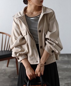 Jacket Outerwear Puff Sleeve Suede Spring Short Length