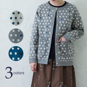 Cardigan Design Flower Dot Jacquard Knit Cardigan Autumn/Winter