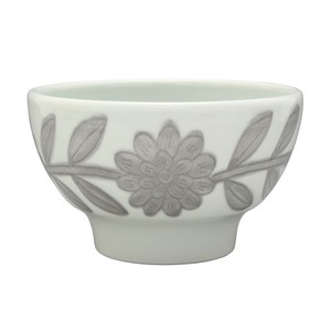Hasami ware Donburi Bowl Gray Flower Daisy Casual M Made in Japan