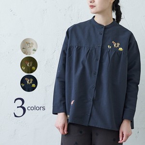Button Shirt/Blouse Animal Embroidered Autumn/Winter