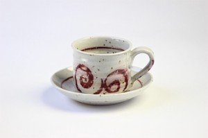 Shigaraki ware Cup & Saucer Set Red M Made in Japan