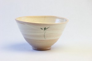 花紋(緑)飯碗　信楽焼 日本製 made in Japan