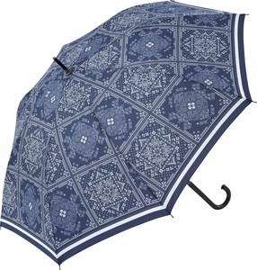 ジャンプ傘　60cm　グラス骨　バンダナ　レザー風手元　雨傘
