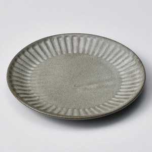 黒陶アイボリーシノギ15cm丸皿　　【日本製　陶器】