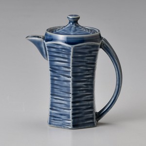 藍色手付き汁次（大）　　【日本製　陶器】