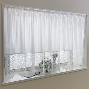 出窓用 小窓用 フリル付きスタイルカーテン　ホワイト　巾300×丈130