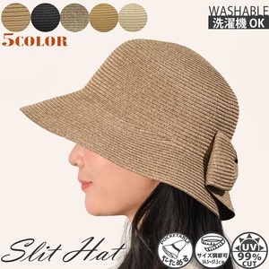NEW【2024 春夏】〈洗えるシリーズ〉リボンスリット ハット 畳める UV遮蔽率99％ 帽子 レディース