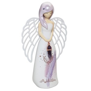 置物 守護の天使 パープル 紫 アメジスト(天然石) ドール ギフト 母の日 結婚祝い 2023新作