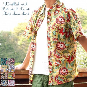 ボタニカル柄の木版染めが美しい　半袖コットンシャツ