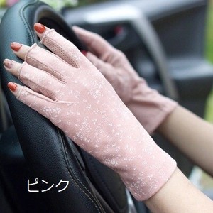日焼け止め手袋ハーフフィンガー女性用ショートUV保護ドライビング超薄型ライディング