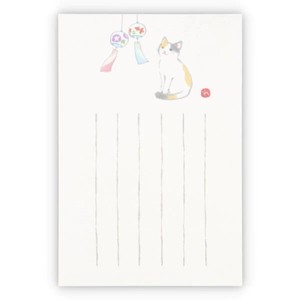 和紙墨絵猫と風鈴II【サマーポストカード】