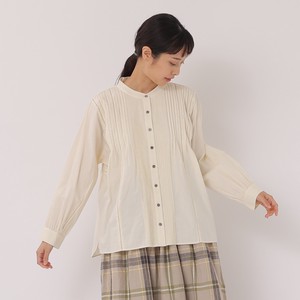 Button Shirt/Blouse Pintucked Blouse Cotton