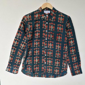 NEW! [SHIRT]草木染ブロックプリント・ユニセックスシャツ・長袖・3