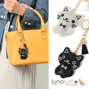 Key Ring Key Chain White-cat Black Cat Cat Presents Rhinestone