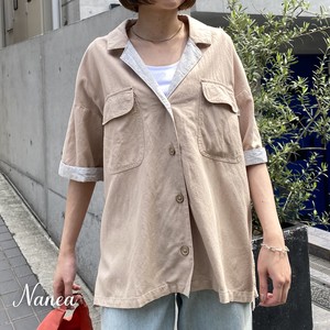 【SS】綿麻平織り・オープンカラー/シャツ