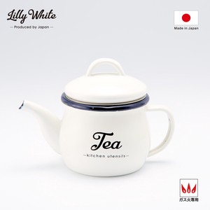 Lilly White・ホーローティーポット（ストレーナー付）「Tea」　LW-207